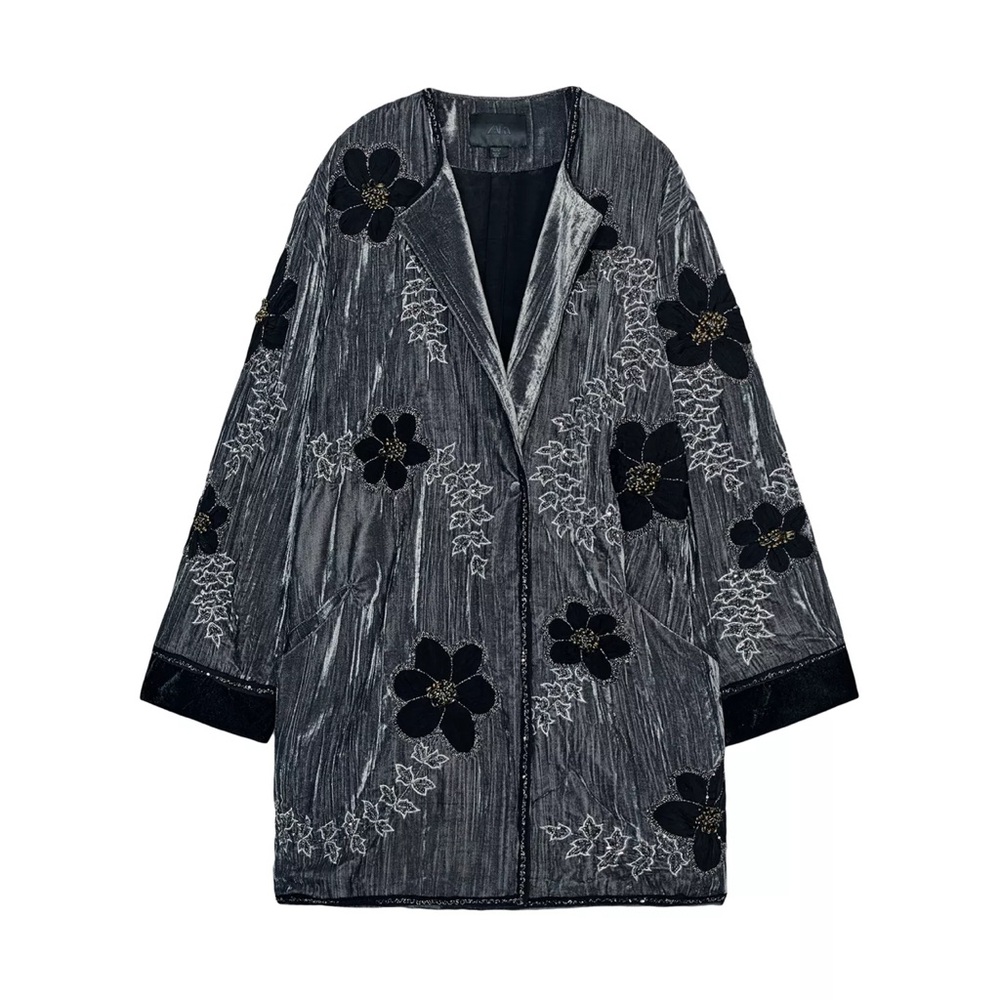 New Zara velvet embellished kimono